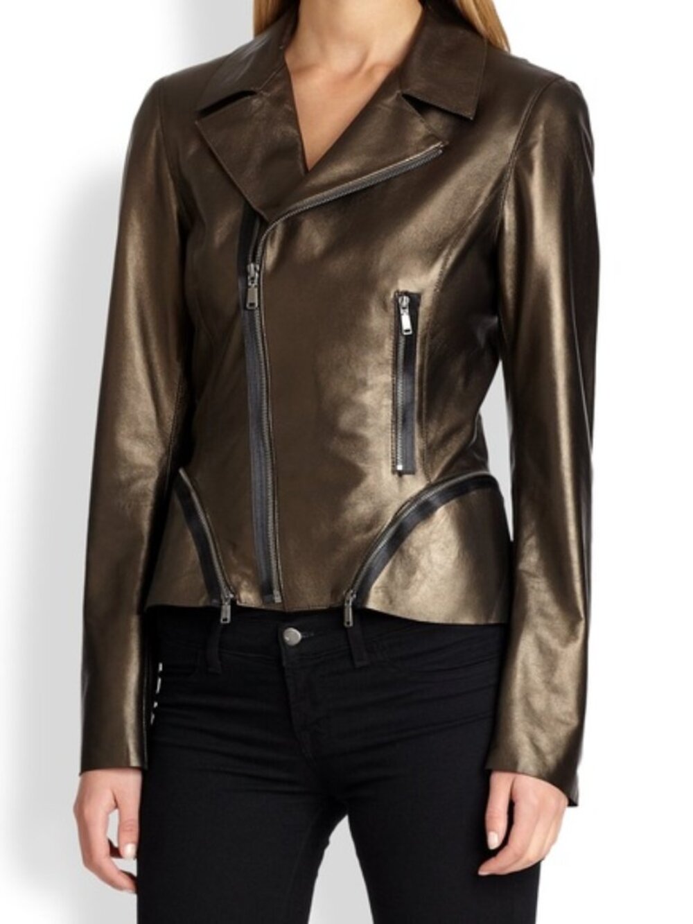 Elie Tahari REAL Leather Emalia, Moto Jacket S